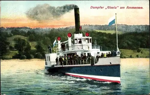 Ak Ammersee, Blick auf Dampfer Gisela