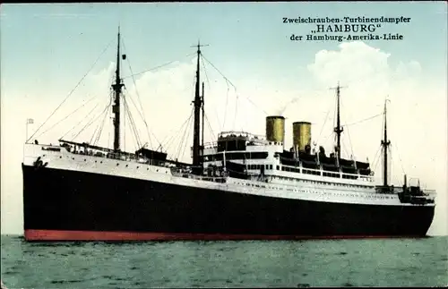 Ak Zweischrauben-Turbinendampfer Hamburg, HAPAG