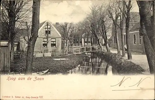 Ak Koog aan de Zaan Nordholland Niederlande, Kanal, Brücke, Häuser