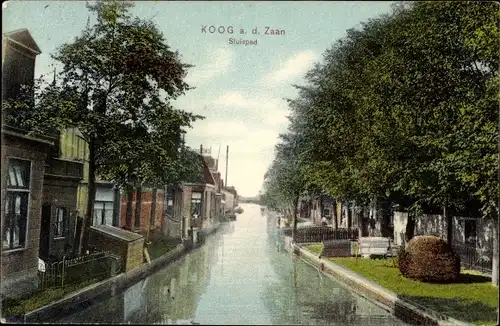 Ak Koog aan de Zaan Nordholland Niederlande, Sluispad, Häuser