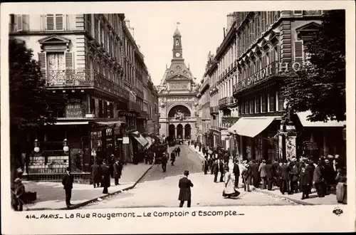 Ak Paris IX., La Rue Rougemont, le Comptoir d'Escompte