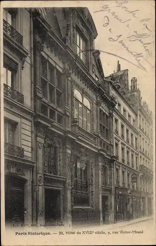 Ak Paris IX. Arrondissement Opéra, Hotel du XVIII siecle, 9, Rue Victor Masse