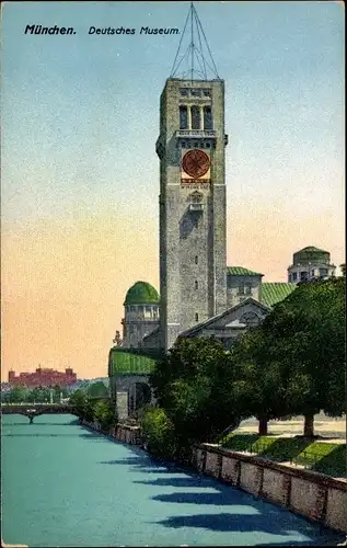 Ak München Bayern, Blick auf Deutsches Museum, Seitenansicht