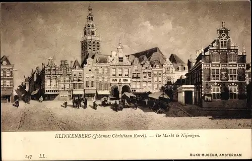 Ak Nijmegen Gelderland, Klinkenberg, De Markt, Johannes Christiaan Karel