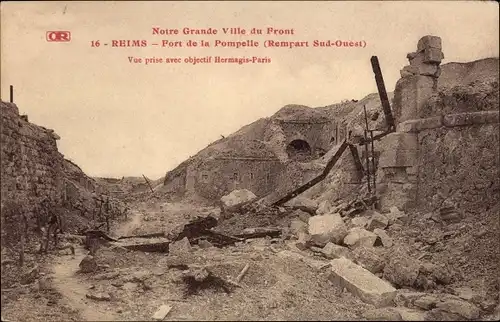 Ak Reims Marne, Fort de la Pompelle, Festung, Kriegszerstörung, 1. Weltkrieg