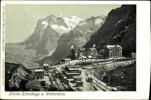 Ak Kanton Bern, Berner Oberland, Kleine Scheidegg und Wetterhorn