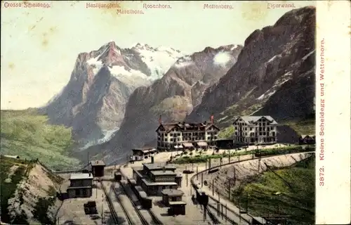 Ak Kanton Bern, Berner Oberland, Kleine Scheidegg und Wetterhorn