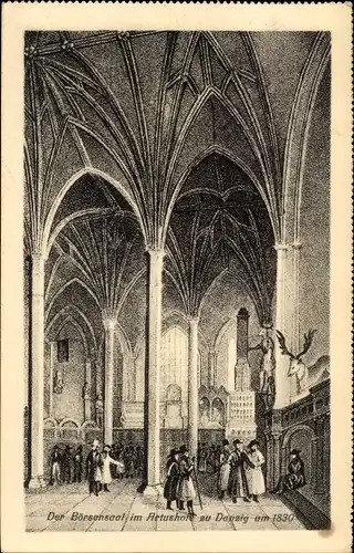 Künstler Ak Gdańsk Danzig, Der Börsensaal im Artushof zu Danzig um 1830