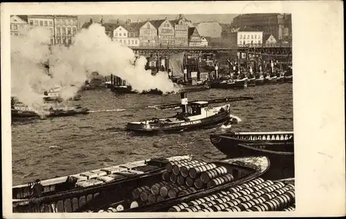 Ak Hamburg, Hafen, Schlepper, Schiffe