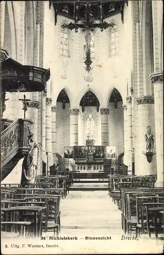 Ak Brecht Anvers Antwerpen Flandern, St. Michielskerk, Innenansicht, Altar