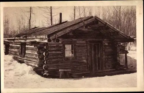 Ak Kanada, Maison de la Mission de Lower-Post, Holzhütte