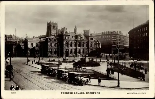 Ak Bradford West Yorkshire England, Forster Square, Autos