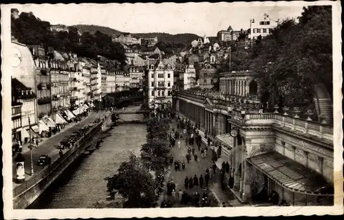 Ak Karlovy Vary Karlsbad Stadt, Felsenquelle und Mühlbrunn Kolonnade