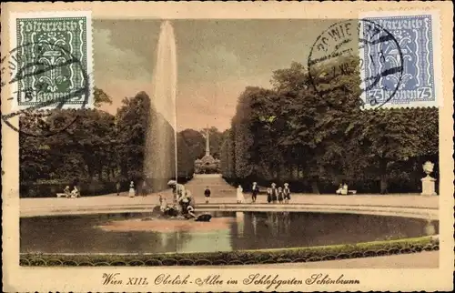 Ak Wien 13 Hietzing Österreich, Obelisk Allee im Schlossgarten Schönbrunn