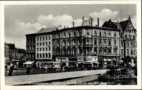 Ak Braunschweig in Niedersachsen, Friedrich Wilhelm Platz am Hauptbahnhof