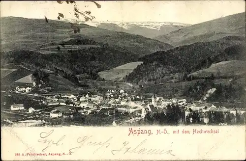 Ak Aspang Niederösterreich, Gesamtansicht mit dem Hochwechsel