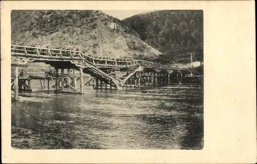 Ak Kraljevo in Serbien, zerstörte Morawabrücke