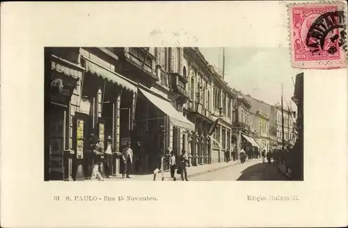 Ak São Paulo Brasilien, Rua 15 Novembro