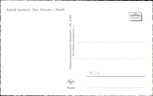 Ak Lembeck Dorsten in Westfalen, Schloß Lembeck, Fliegeraufnahme
