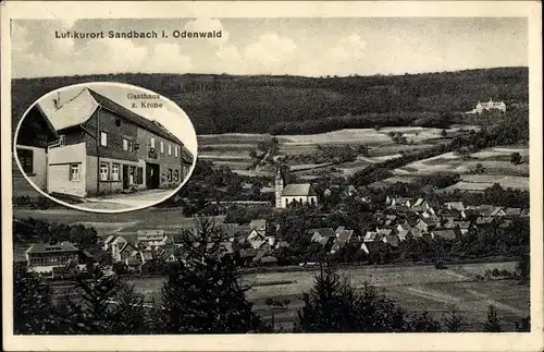 Ak Sandbach Breuberg im Odenwald Hessen, Luftkurort, Gasthaus z. Krone, Panorama