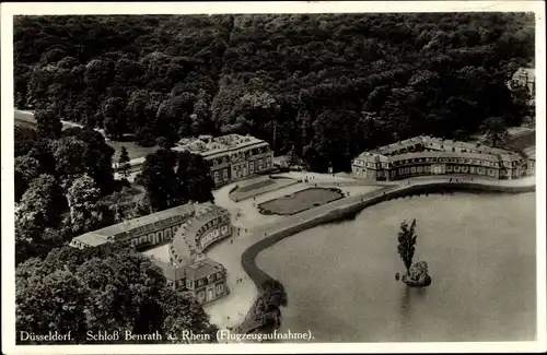 Ak Benrath Düsseldorf am Rhein, Schloss Benrath am Rhein, Flugzeugaufnahme