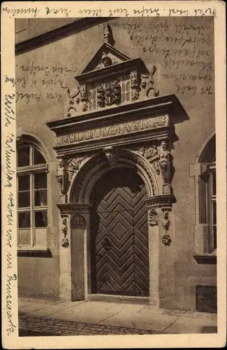 Ak Braunschweig, Nördl. Portal der Schule am Südklint