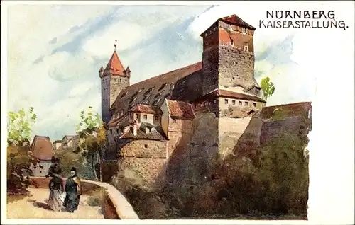 Künstler Ak Nürnberg in Mittelfranken Bayern, Blick auf die Kaiserstallung der Burg