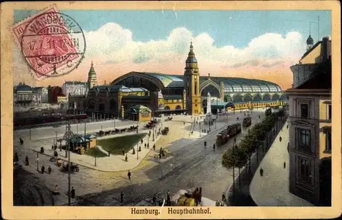 Ak Hamburg St. Georg, Hauptbahnhof, Straßenbahn