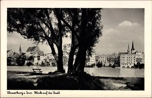 Ak Wasserburg am Inn in Oberbayern, Blick auf die Stadt, Kirchturm