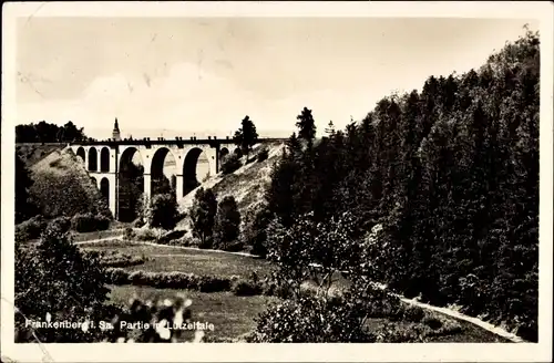 Ak Lützelhöhe Frankenberg an der Zschopau, Partie im Lützeltal, Viadukt