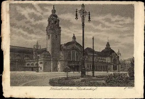 Ak Wiesbaden in Hessen, Bahnhof