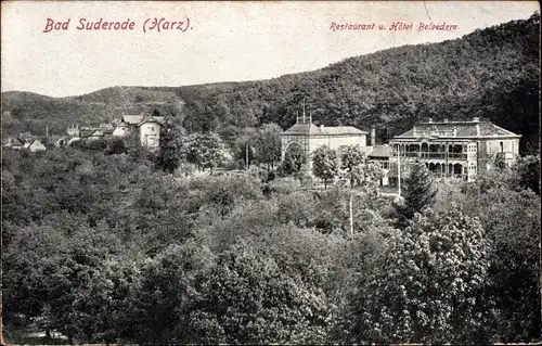 Ak Bad Suderode Quedlinburg im Harz, Restaurant und Hotel Belvedere