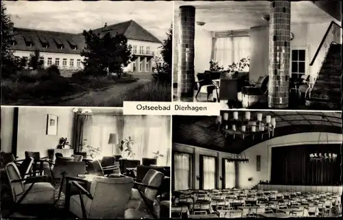 Ak Ostseebad Dierhagen, FDGB Haus Ernst-Moritz-Arndt, Außenansicht, Innenansichten