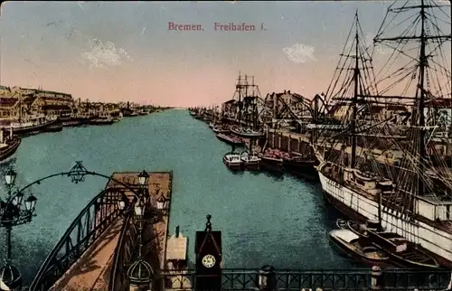 Ak Hansestadt Bremen, Freihafen