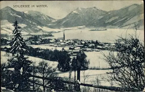 Ak Schliersee in Oberbayern, Gesamtansicht im Winter