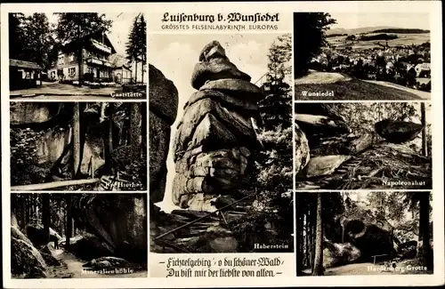 Ak Luisenburg Wunsiedel in Oberfranken, Ort, Napoleonshut, Grotte, Mineralienhöhle, Gasthof