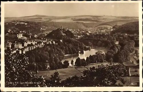 Ak Greiz im Vogtland, Blick vom Weißen Kreuz