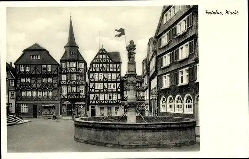 Ak Fritzlar in Hessen, Marktplatz, Rolandsbrunnen