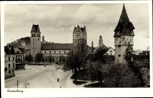 Ak Ravensburg, Straßenpartie, Grüner Turm, Marienplatz