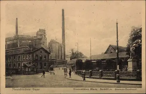 Ak Neunkirchen im Saarland, Stummsches Werk, Hochöfen, Stumm-Denkmal