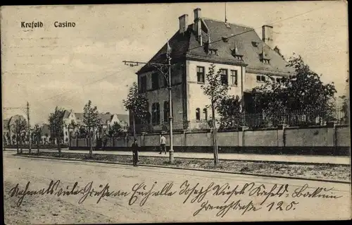 Ak Krefeld am Niederrhein, Straßenpartie mit Casino