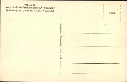 Ak Bad Bentheim in Niedersachsen, Aufführung Andreas Hofer von Gluth, Freilichtspiele