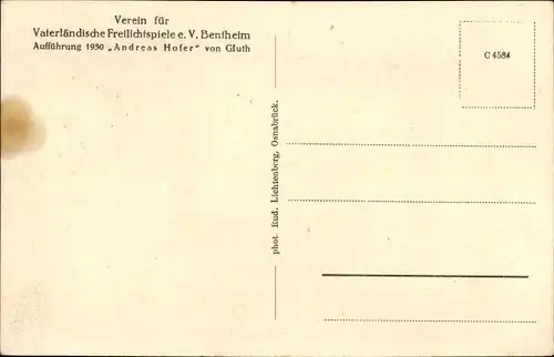 Ak Bad Bentheim in Niedersachsen, Aufführung Andreas Hofer von Gluth, Freilichtspiele