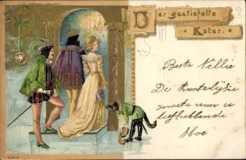 Künstler Litho Der gestiefelte Kater, Märchen