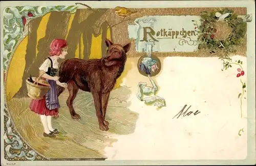 Künstler Litho Rotkäppchen, Märchen