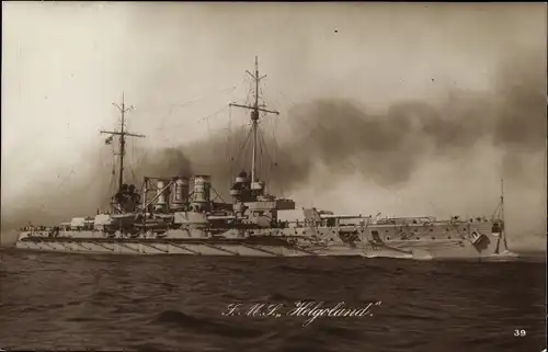 Ak Deutsches Kriegsschiff, SMS Helgoland, Linienschiff, Kaiserliche Marine