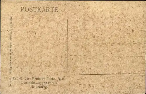 Ak Heidelberg Neckar, Fabrik der Firma H. Fuchs A.G., Eisenbahnwaggon Fabrik