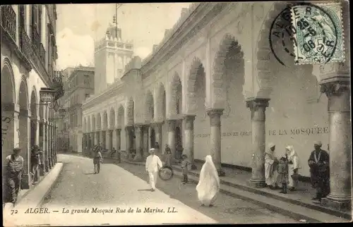 Ak Algier Alger Algerien, La grande Mosquee Rue de la Marine