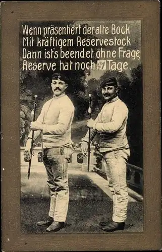 Ak Reserve-Soldaten, Soldatenleben, Wenn präsentiert der alte Bock mit kräftigem Reservestock...