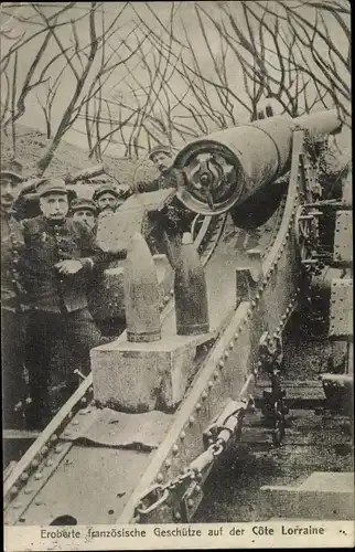 Ak Eroberte französische Geschütze auf der Cote Lorraine, I. WK